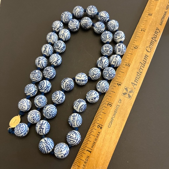 Chinese Porcelain Bead Necklace - Picture 6 of 6
